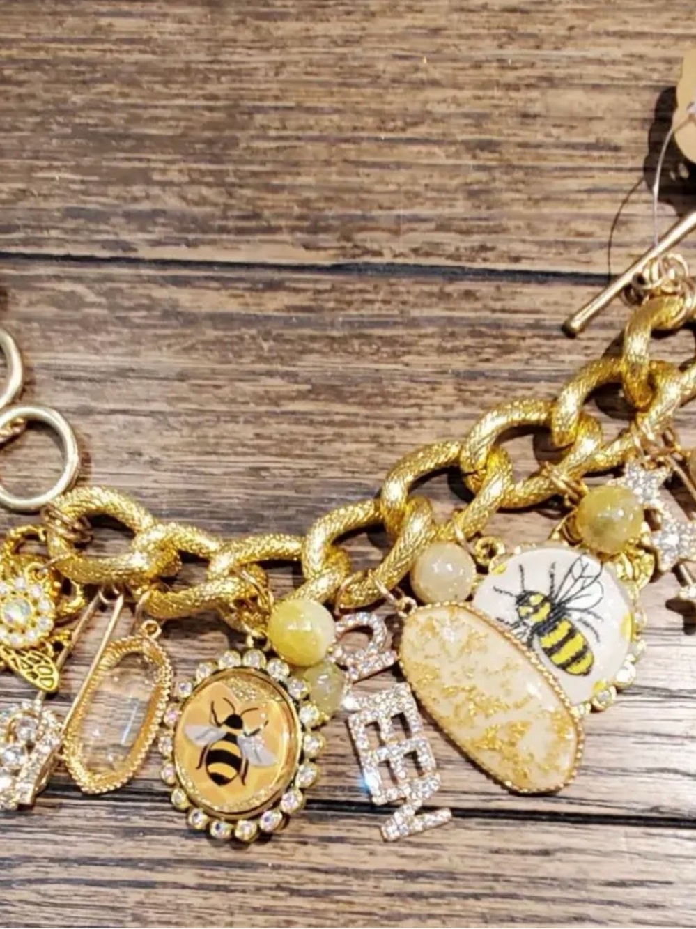 Gold Bee Charm Bracelet - Yellow and Gold Women's Jewelry